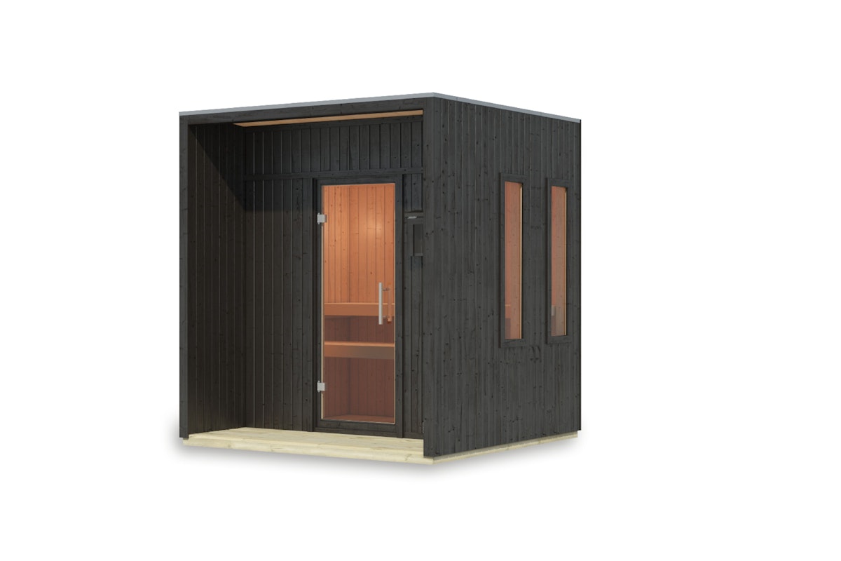 Karibu Design Saunahaus Arcadia Blackline - 73 mm schwarz Inkl. Terrasse Ohne Ofen Karibu Design Saunahaus Arcadia Blackline - 73 mm schwarz Inkl. Terrasse Ohne Ofen von Karibu