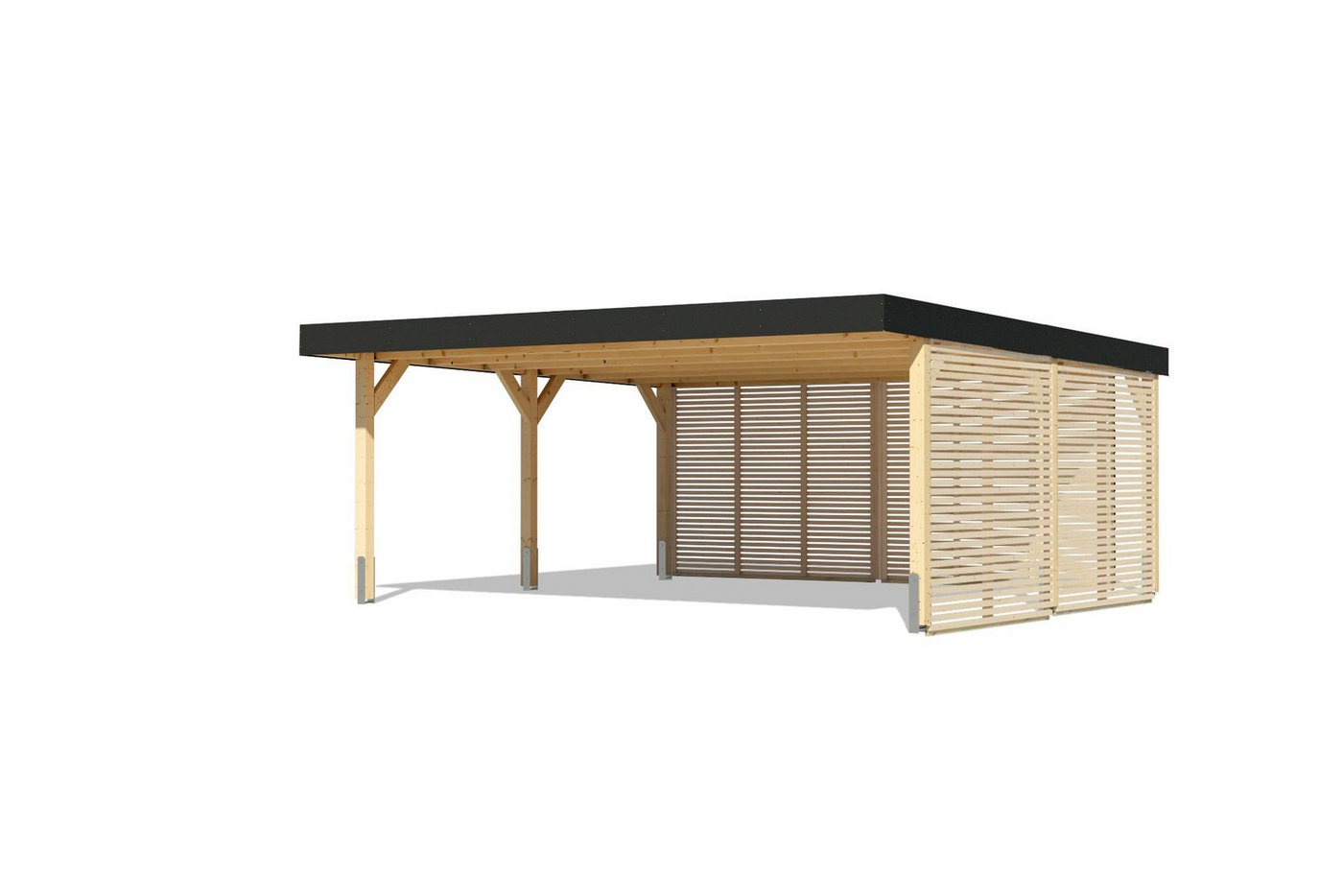 Karibu Doppelcarport Carport Leimholz mit 1 oder 2 Stellplätzen opt. mit Lamellenwänden, (1 Stück, Carport Leimholz mit 2 Stellplätzen und Lamellenwänden), mit Lamellenwänden von Karibu