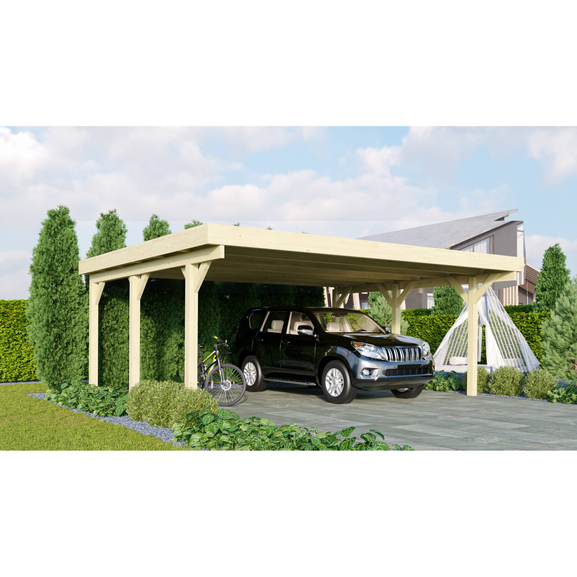Karibu Doppelcarport 'Classic 1' 598 x 480 cm Kiefer KDI Stahl-Dach Karibu Doppelcarport 'Classic 1' 598 x 480 cm Kiefer KDI Stahl-Dach von Karibu