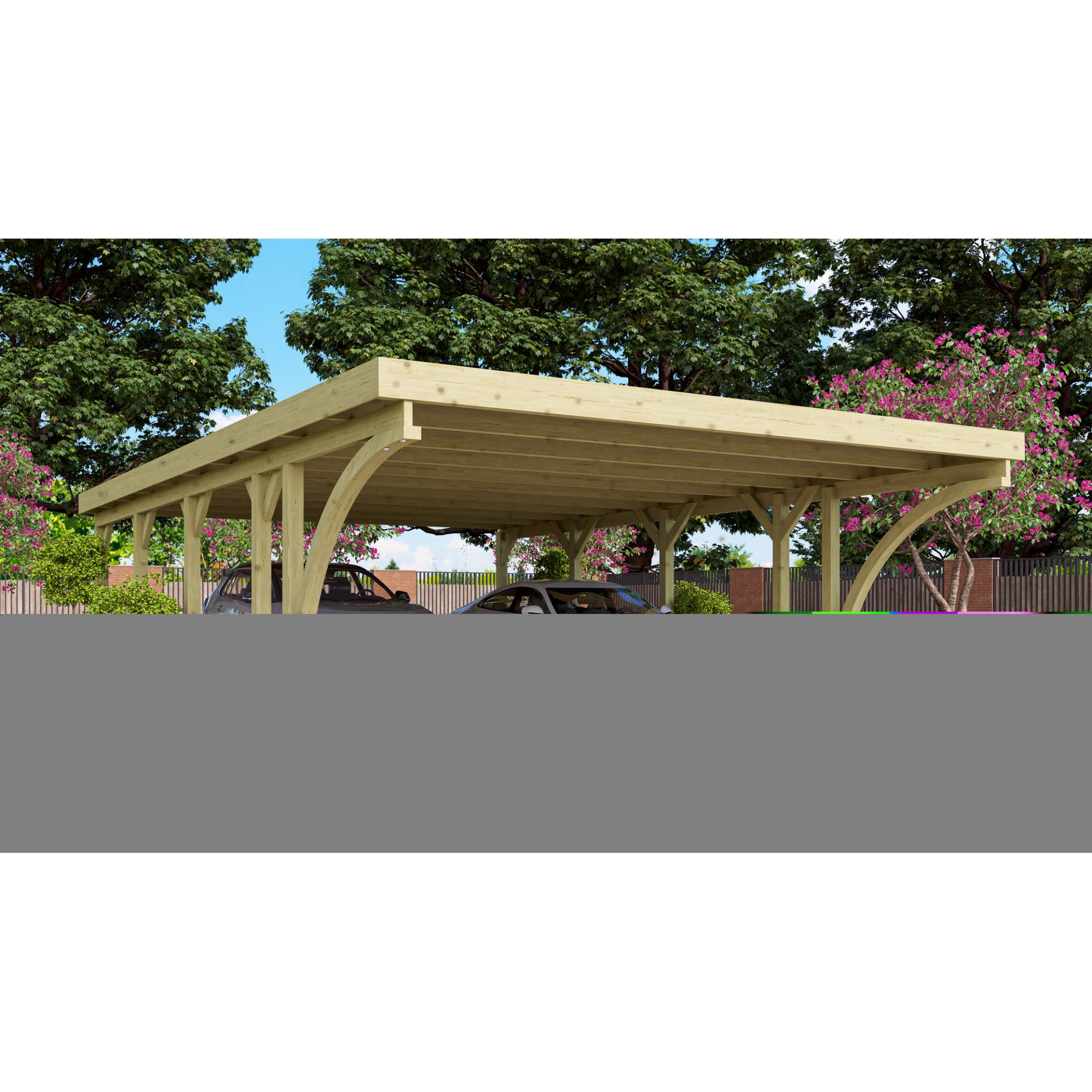 Karibu Doppelcarport 'Classic 3' 598 x 860 cm Kiefer KDI PVC-Dach, mit zwei Einfahrtsbögen Karibu Doppelcarport 'Classic 3' 598 x 860 cm Kiefer KDI PVC-Dach, mit zwei Einfahrtsbögen von Karibu