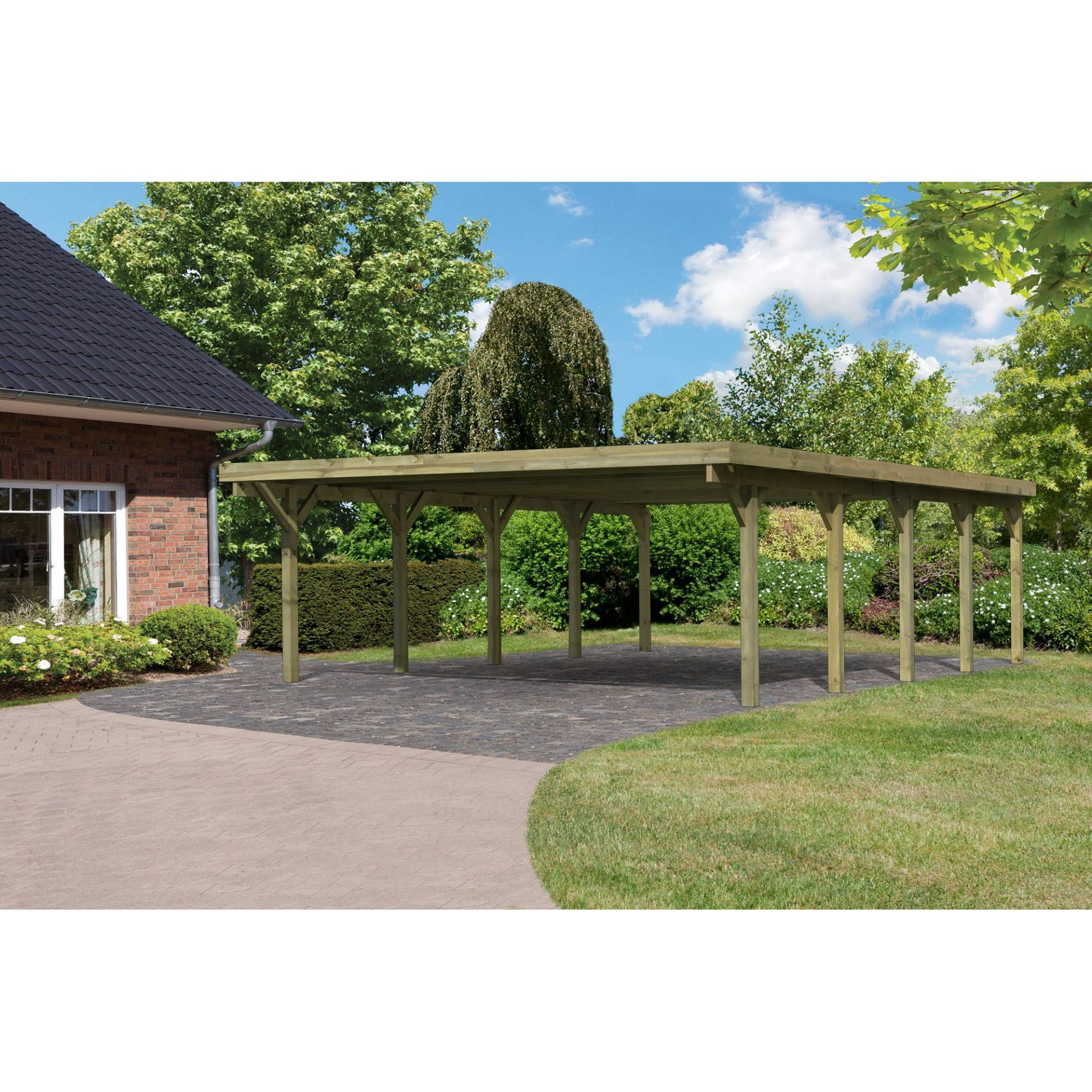 Karibu Doppelcarport 'Classic 3' 598 x 860 cm Kiefer KDI Stahl-Dach Karibu Doppelcarport 'Classic 3' 598 x 860 cm Kiefer KDI Stahl-Dach von Karibu