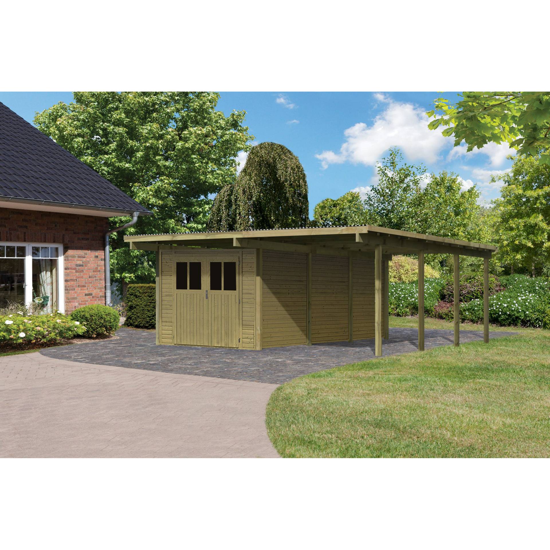 Karibu Doppelcarport 'Eco 2' 563 x 676 cm Kiefer KDI PVC-Dach, Abstellraum groß Karibu Doppelcarport 'Eco 2' 563 x 676 cm Kiefer KDI PVC-Dach, Abstellraum groß von Karibu