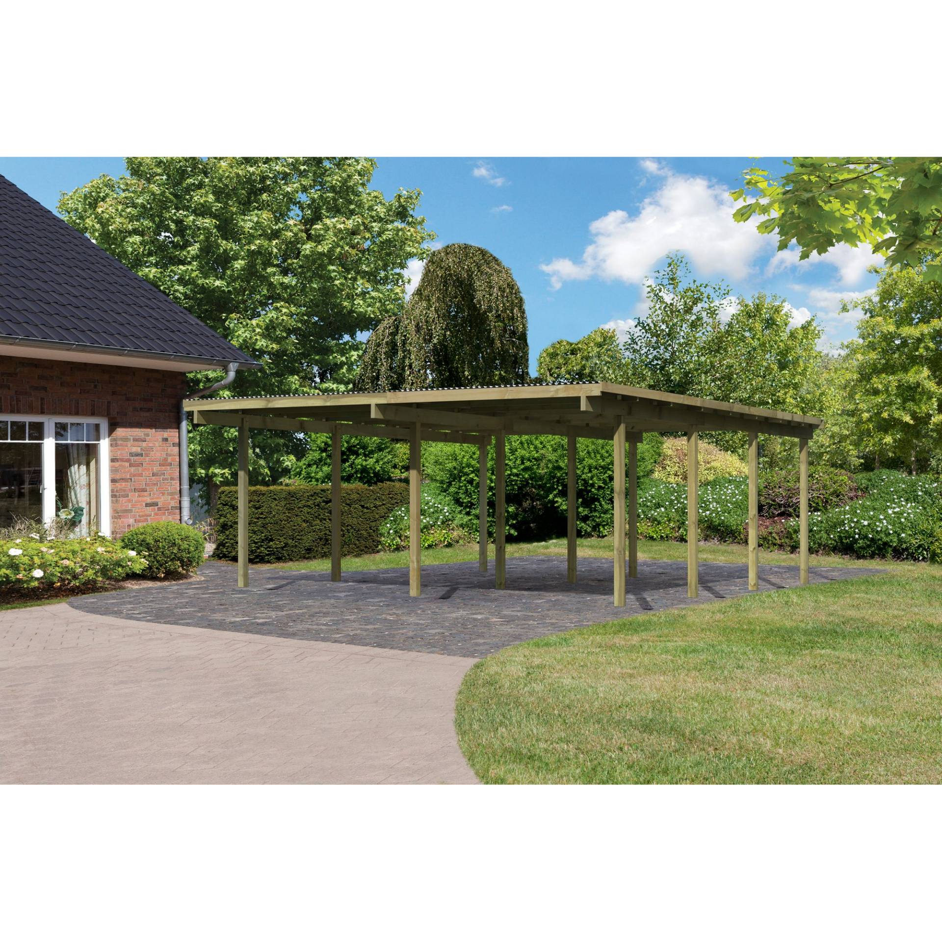 Karibu Doppelcarport 'Eco 2' 563 x 676 cm Kiefer KDI PVC-Dach Karibu Doppelcarport 'Eco 2' 563 x 676 cm Kiefer KDI PVC-Dach von Karibu