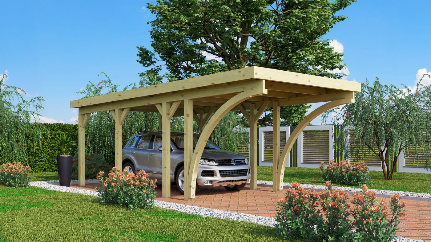 Karibu Einzelcarport »Classic 2 SET« PVC-Dach Variante C, mit zwei Einfahrtsbogen, BxT: 273x657,5 cm, 206 cm Einfahrtshöhe, (Set), aus Masivholz von Karibu