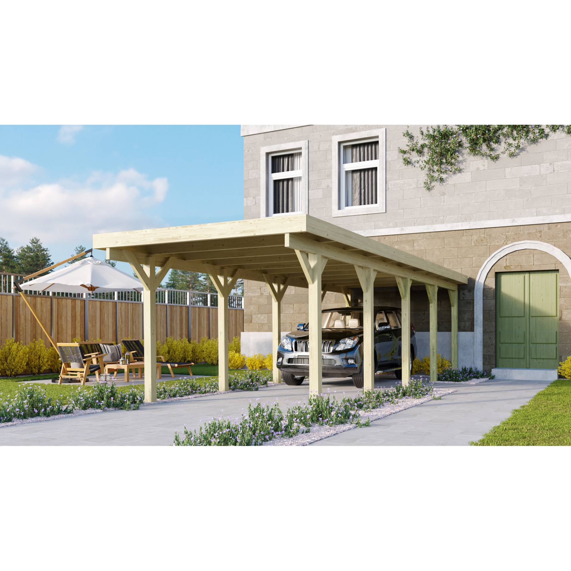 Karibu Einzelcarport 'Classic 3' 318 x 860 cm Kiefer KDI Stahl-Dach Karibu Einzelcarport 'Classic 3' 318 x 860 cm Kiefer KDI Stahl-Dach von Karibu