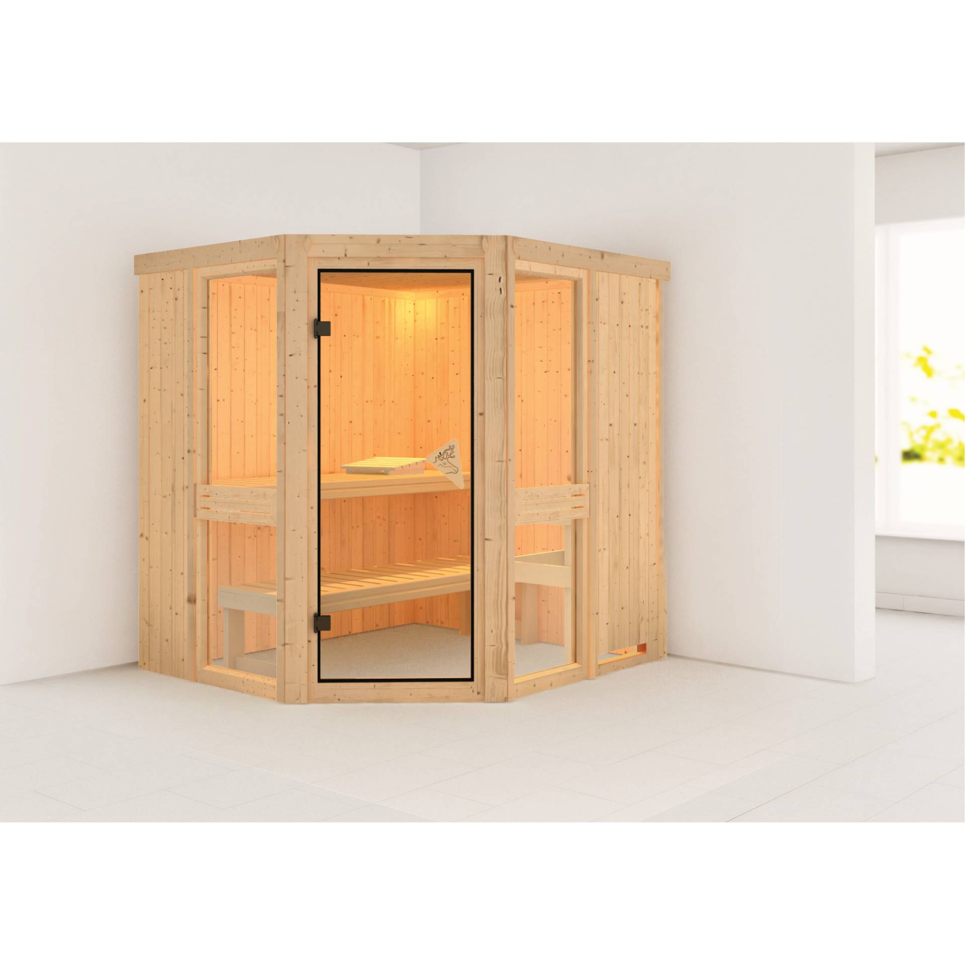 Karibu Elementsauna 'Ana 1' naturbelassen mit bronzierter Tür 196 x 170 x 198 cm von Karibu