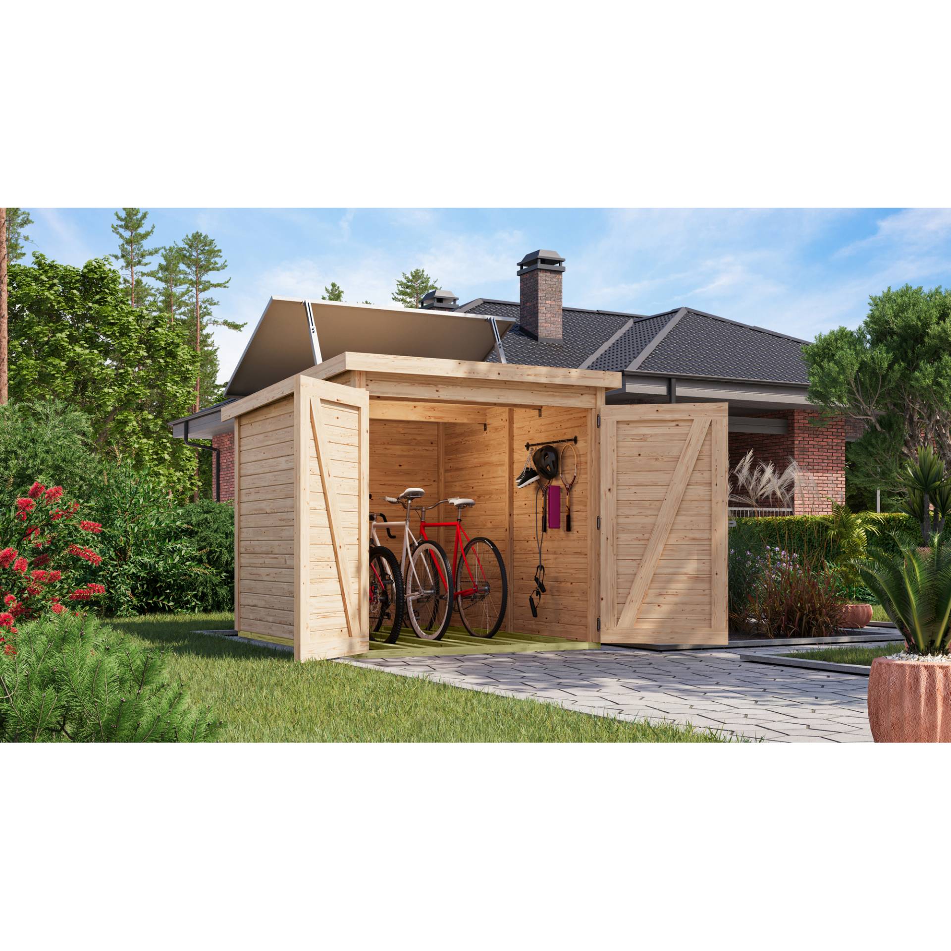 Karibu Fahrradgarage-Set 'Bike 3' Fichtenholz naturbelassen mit Solarkit 162,5 x 167 x 216,5 cm Karibu Fahrradgarage-Set 'Bike 3' Fichtenholz naturbelassen mit Solarkit 162,5 x 167 x 216,5 cm von Karibu
