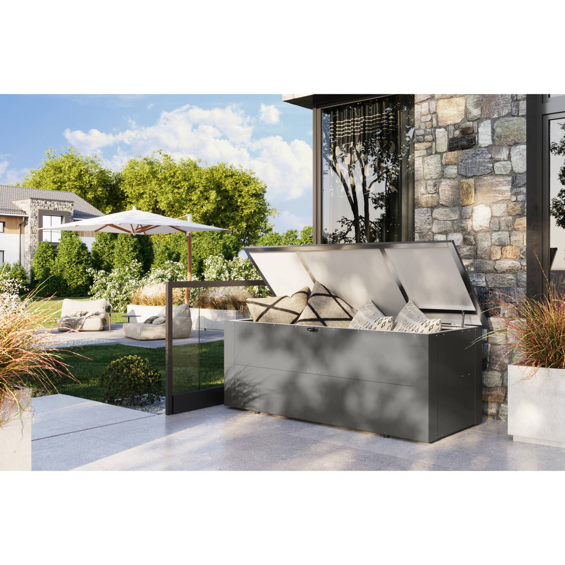 Karibu Garten-Aufbewahrungsbox 'Meissa 3' graualuminium 199,5 x 71 x 95 cm Karibu Garten-Aufbewahrungsbox 'Meissa 3' graualuminium 199,5 x 71 x 95 cm von Karibu