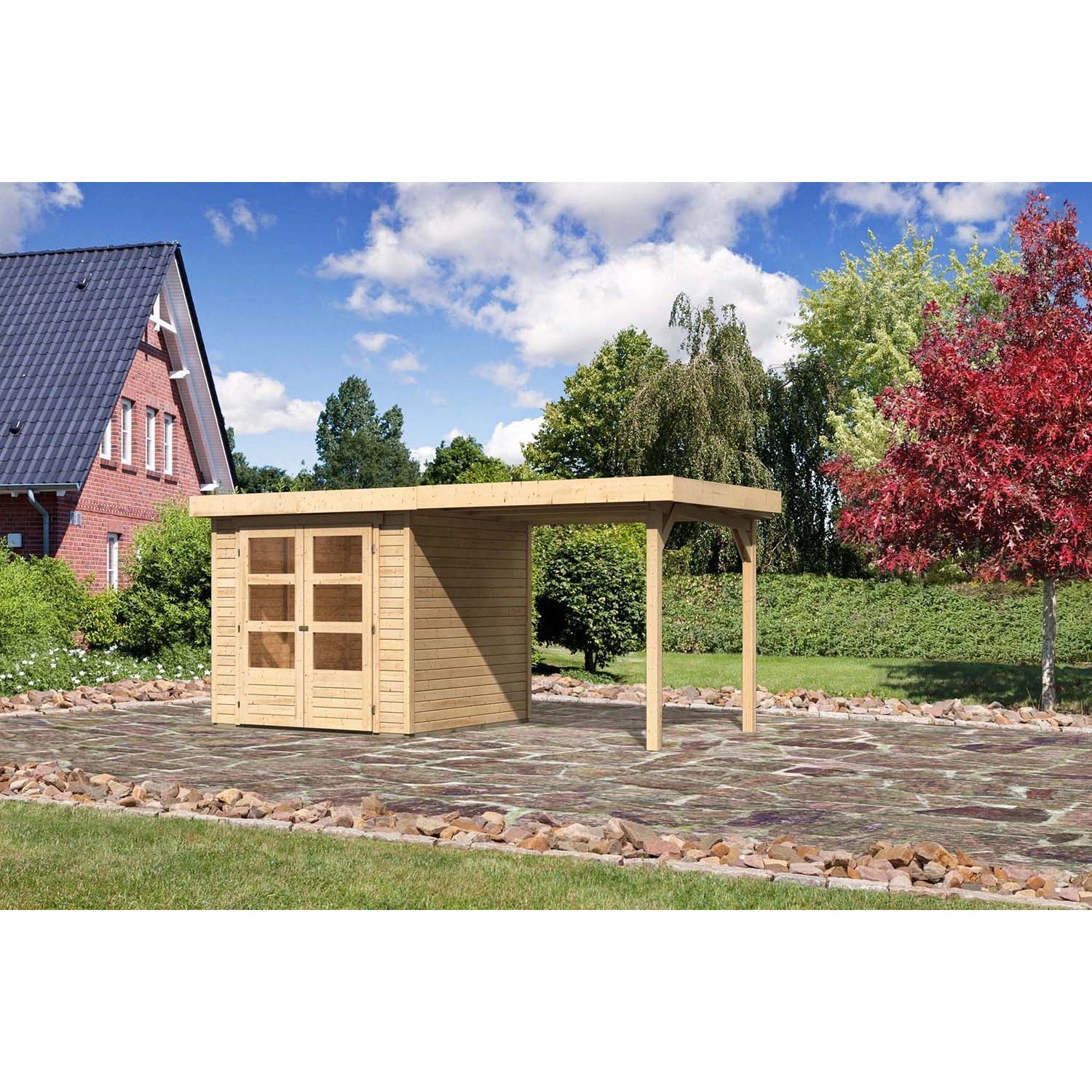 Karibu Holz-Gartenhaus Boras Natur Flachdach Unbehandelt 209 cm x 213 cm von Karibu