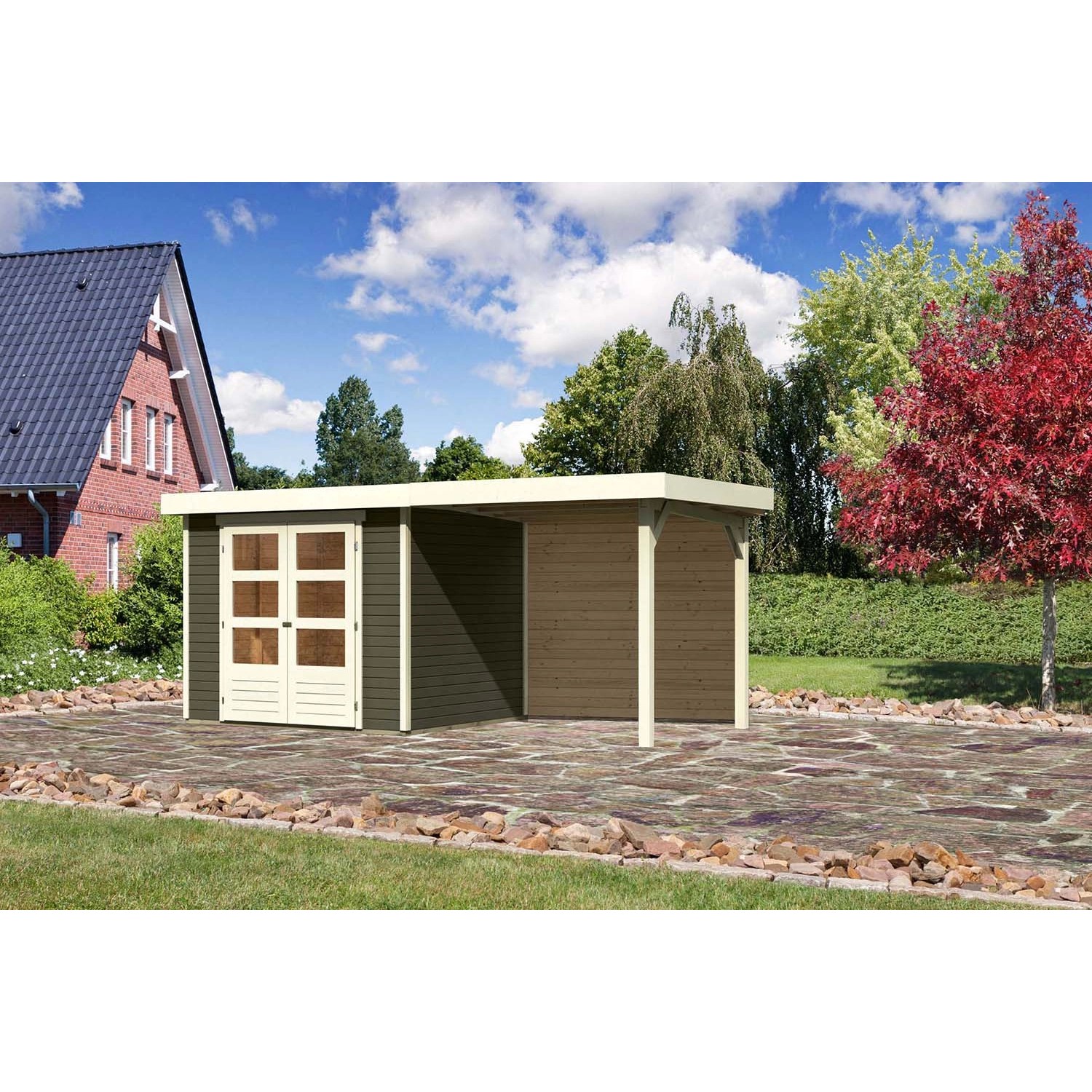 Karibu Holz-Gartenhaus Boras Terragrau Flachdach Lackiert 238 cm x 213 cm Karibu Holz-Gartenhaus Boras Terragrau Flachdach Lackiert 238 cm x 213 cm von Karibu