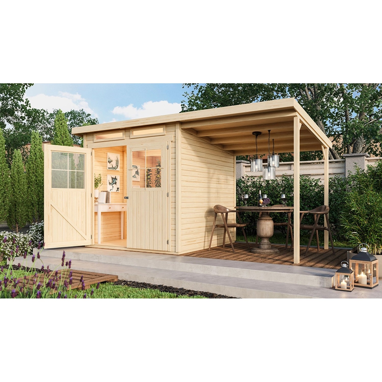 Karibu Holz-Gartenhaus Egersund Natur Pultdach Unbehandelt 209 cm x 213 cm von Karibu