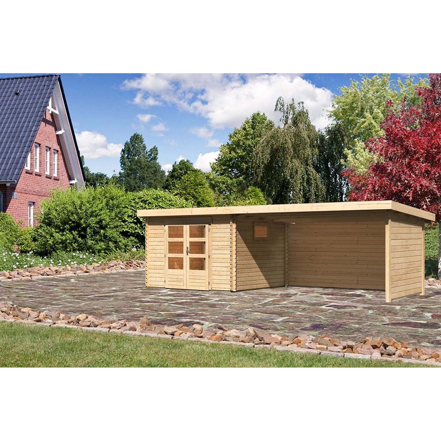 Karibu Gartenhaus Jeebel 3 Set Natur , Rück- und Seitenwand von Karibu