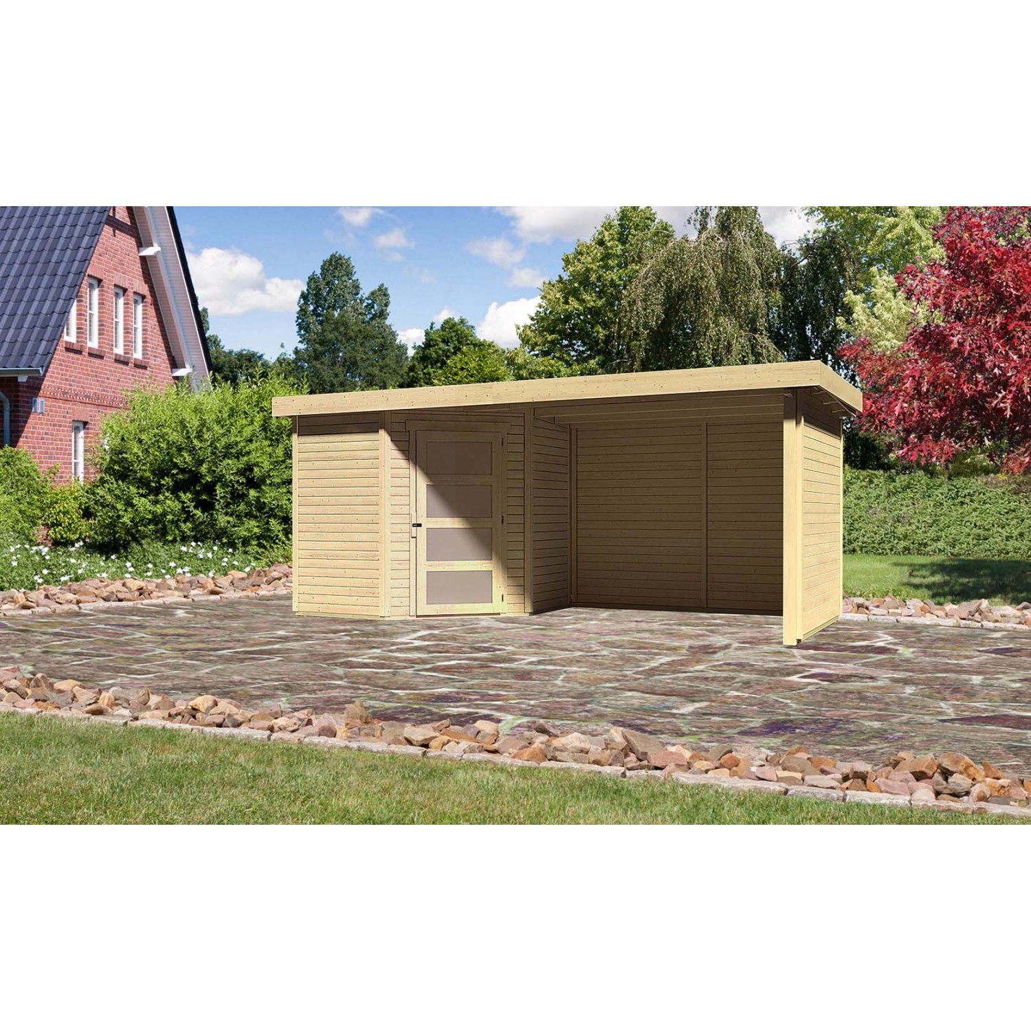 Karibu Holz-Gartenhaus Linköbing Natur Flachdach Unbehandelt 209 cm x 213 cm von Karibu