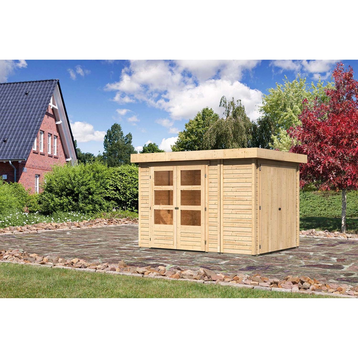 Karibu Holz-Gartenhaus Retola Natur Flachdach Unbehandelt 209 cm x 213 cm von Karibu