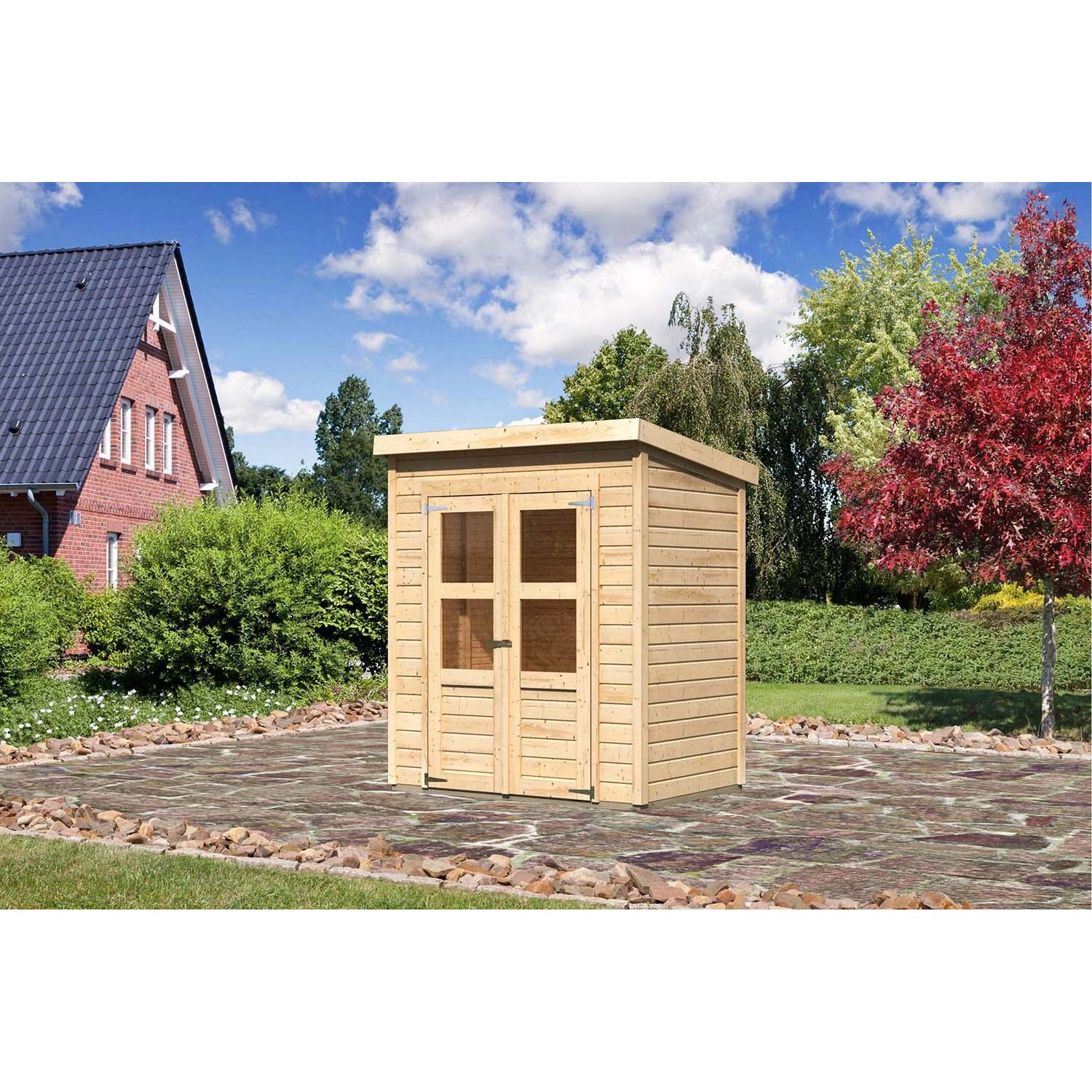 Karibu Holz-Gartenhaus Vellinge Natur Pultdach Unbehandelt 178 cm x 122 cm von Karibu