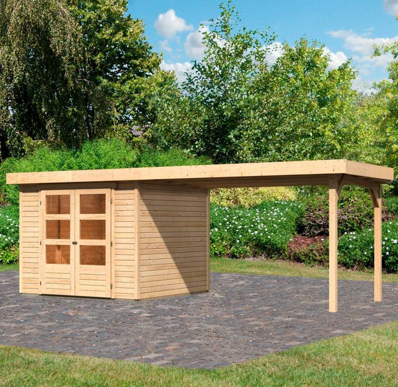 Karibu Gartenhaus Arnis 3,5, BxT: 266x262 cm, (Set), mit Anbaudach 2,80 cm Breite von Karibu