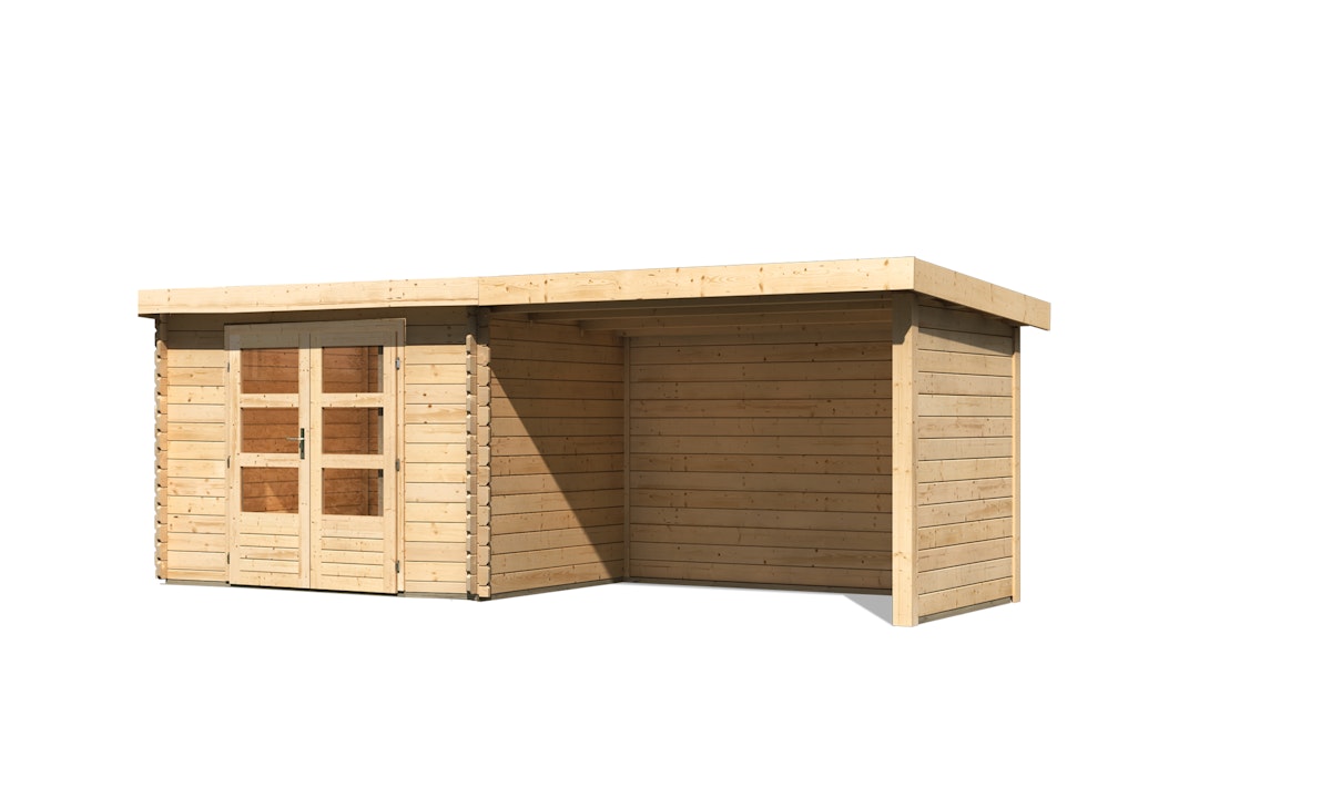 Karibu Gartenhaus Bastrup 3 inkl. 300 cm Schleppdach, Seiten- und Rückwand – 28 mm-297 x 237 cm-naturbelassen - 50% Rabatt auf Dacheindeckung Karibu Gartenhaus Bastrup 3 inkl. 300 cm Schleppdach, Seiten- und Rückwand – 28 mm-297 x 237 cm-naturbelassen - 50% Rabatt auf Dacheindeckung von Karibu
