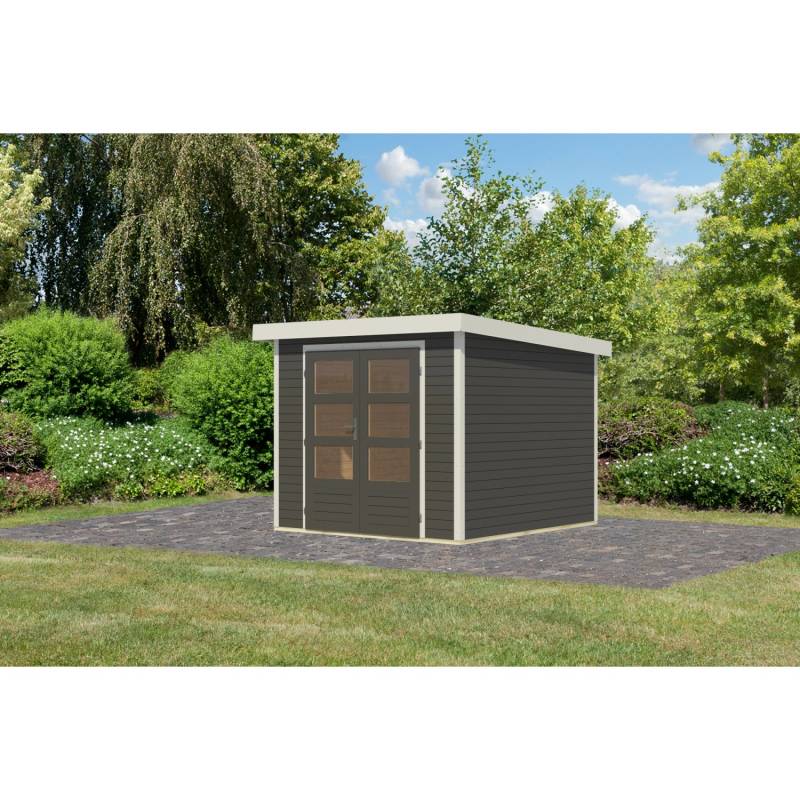 Karibu Gartenhaus Diego 3,5 B Terragrau/Weiß 209 x 238 x 242 cm von Karibu