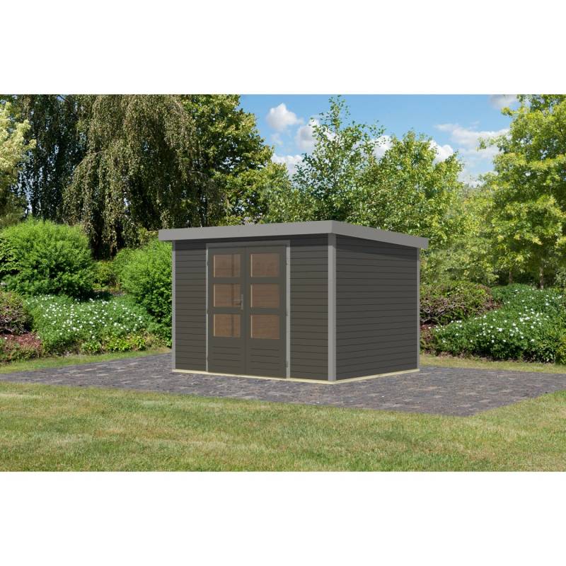 Karibu Gartenhaus Diego 4 B Terragrau/Graualuminium 209 x 298 x 213 cm von Karibu