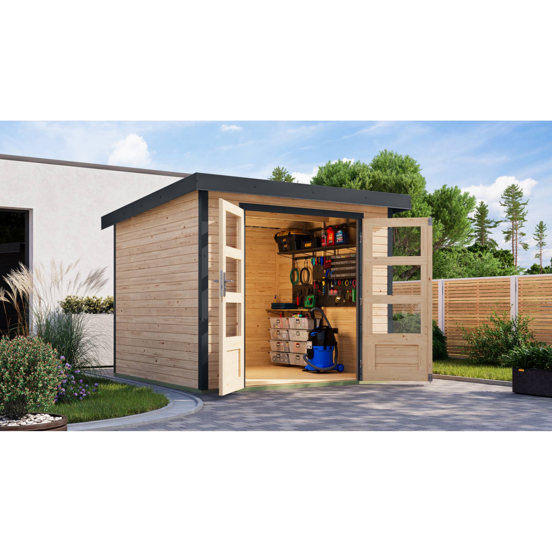 Karibu Gartenhaus 'Komet 3,5 A' Fichtenholz naturbelassen / anthrazit 238,5 x 209 x 242,5 cm Karibu Gartenhaus 'Komet 3,5 A' Fichtenholz naturbelassen / anthrazit 238,5 x 209 x 242,5 cm von Karibu
