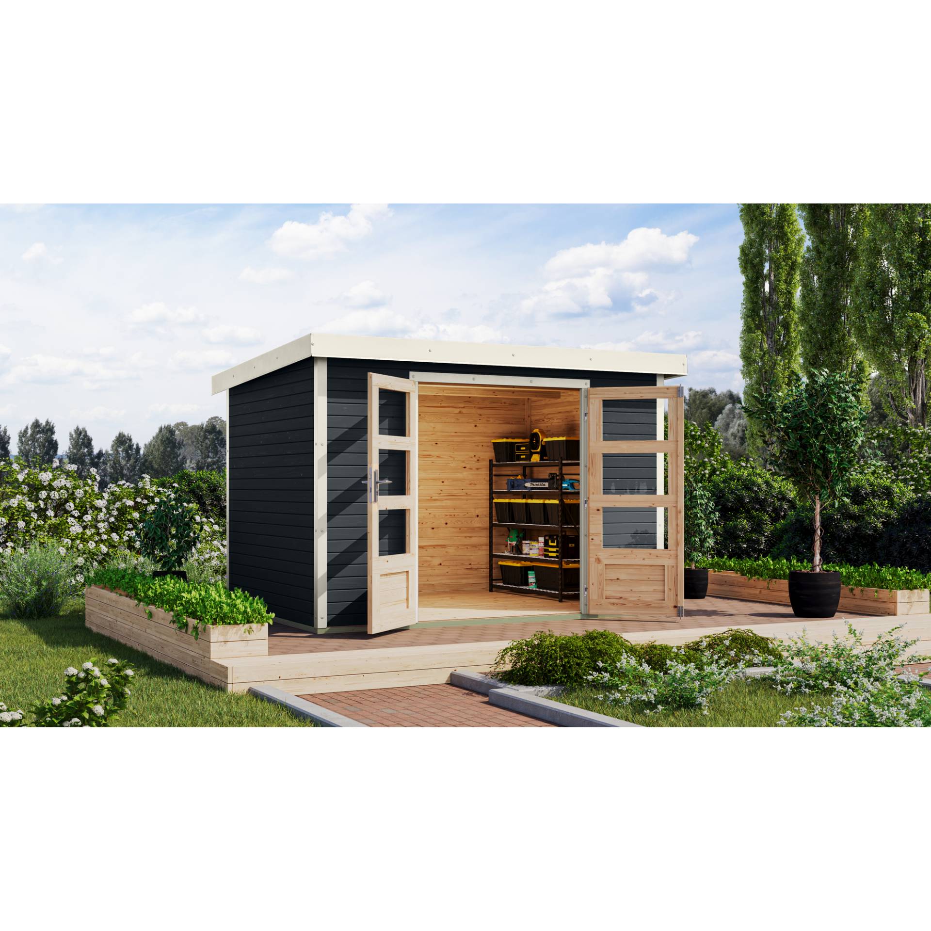 Karibu Gartenhaus 'Komet 4 C' Fichtenholz anthrazit / weiß 298,5 x 209 x 213,5 cm Karibu Gartenhaus 'Komet 4 C' Fichtenholz anthrazit / weiß 298,5 x 209 x 213,5 cm von Karibu