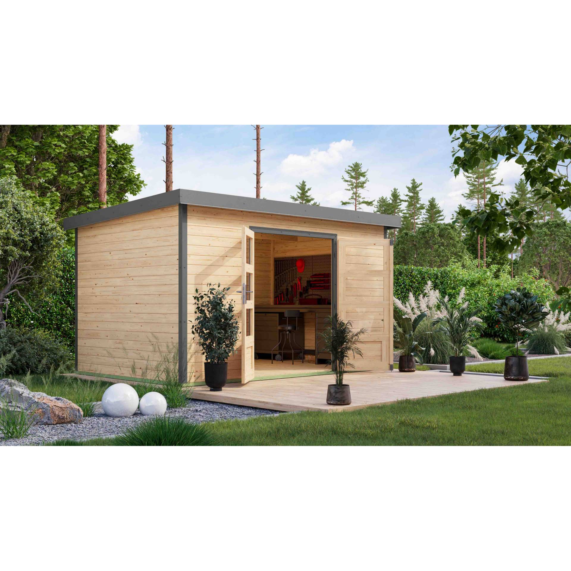 Karibu Gartenhaus 'Meteor 7 A' Fichtenholz naturbelassen / graualuminium 360,5 x 219 x 240,5 cm Karibu Gartenhaus 'Meteor 7 A' Fichtenholz naturbelassen / graualuminium 360,5 x 219 x 240,5 cm von Karibu