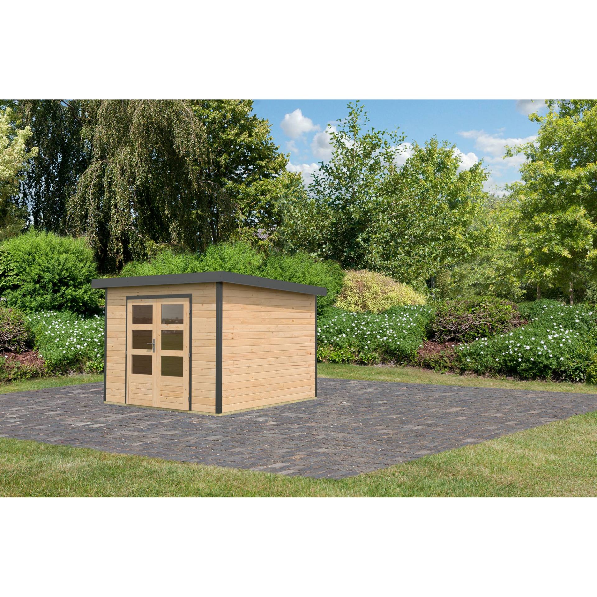 Karibu Gartenhaus 'Meteor A' naturbelassen/anthrazit 309 x 218,5 x 292,4 cm Karibu Gartenhaus 'Meteor A' naturbelassen/anthrazit 309 x 218,5 x 292,4 cm von Karibu