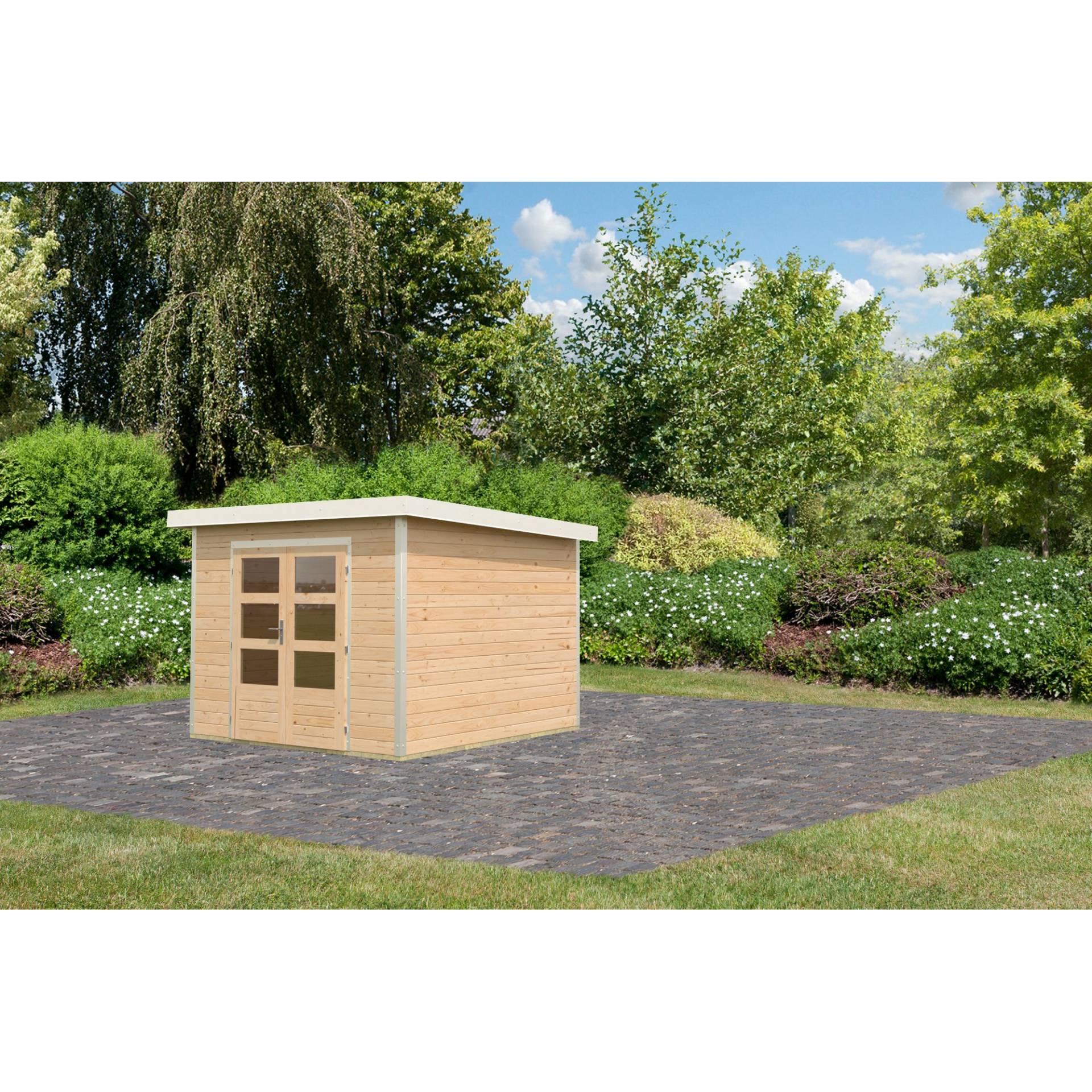 Karibu Gartenhaus 'Meteor A' naturbelassen/weiß 309 x 218,5 x 292,4 cm Karibu Gartenhaus 'Meteor A' naturbelassen/weiß 309 x 218,5 x 292,4 cm von Karibu