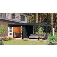 Karibu Gartenhaus ""Plutino C" SET, Anbaudach 3 m Breite", anthrazit-weiß, -staubgrau oder -anthrazit von Karibu