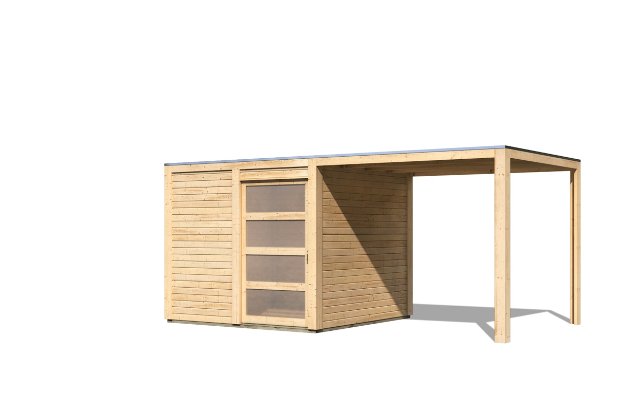 Karibu Gartenhaus Qubic 1 mit Schiebetür und 230 cm Schleppdach - 19 mm-naturbelassen - 50% Rabatt auf Dacheindeckung Karibu Gartenhaus Qubic 1 mit Schiebetür und 230 cm Schleppdach - 19 mm-naturbelassen - 50% Rabatt auf Dacheindeckung von Karibu