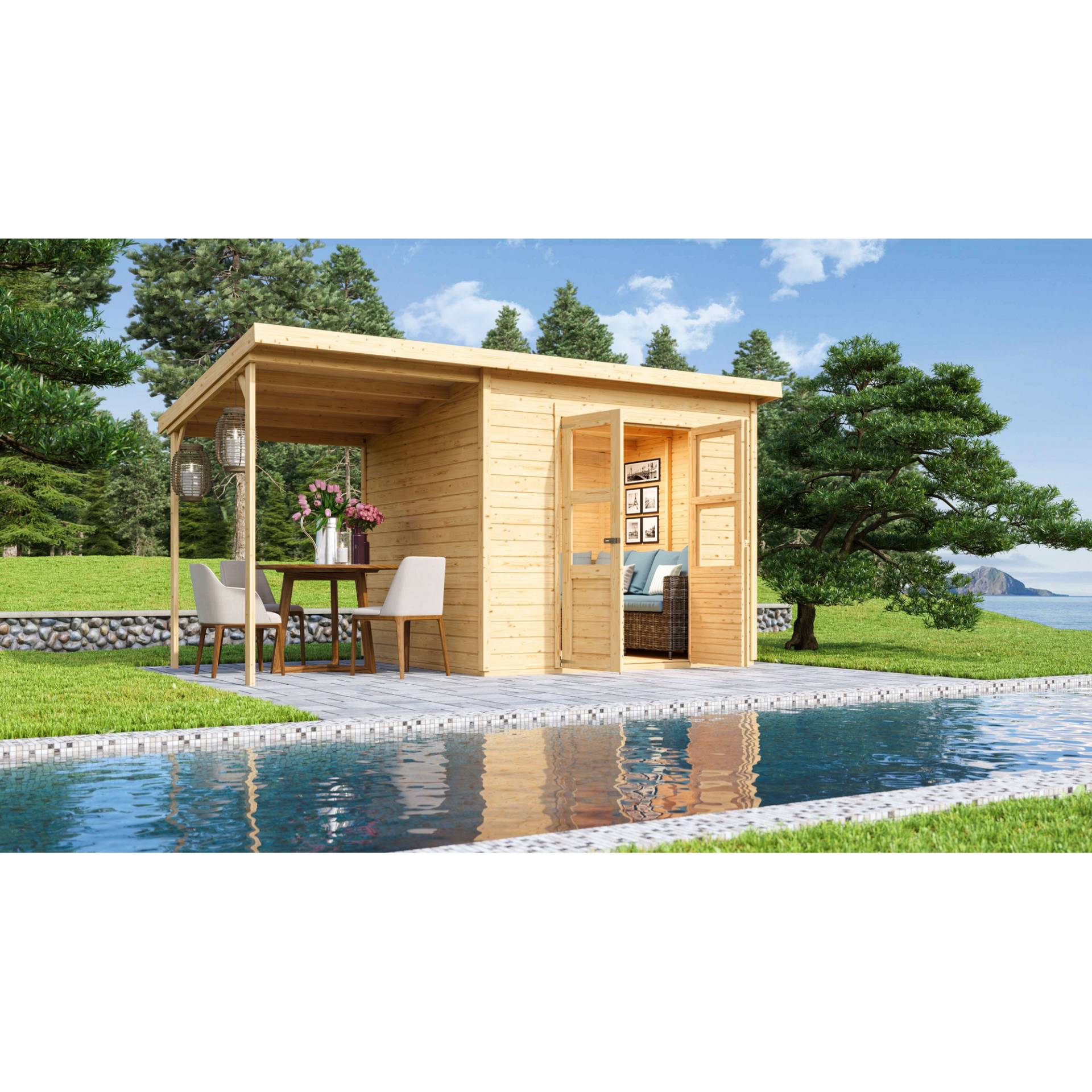 Karibu Gartenhaus-Set 'Berseburg 5' Fichtenholz naturbelassen 219 x 400 x 214 cm Karibu Gartenhaus-Set 'Berseburg 5' Fichtenholz naturbelassen 219 x 400 x 214 cm von Karibu