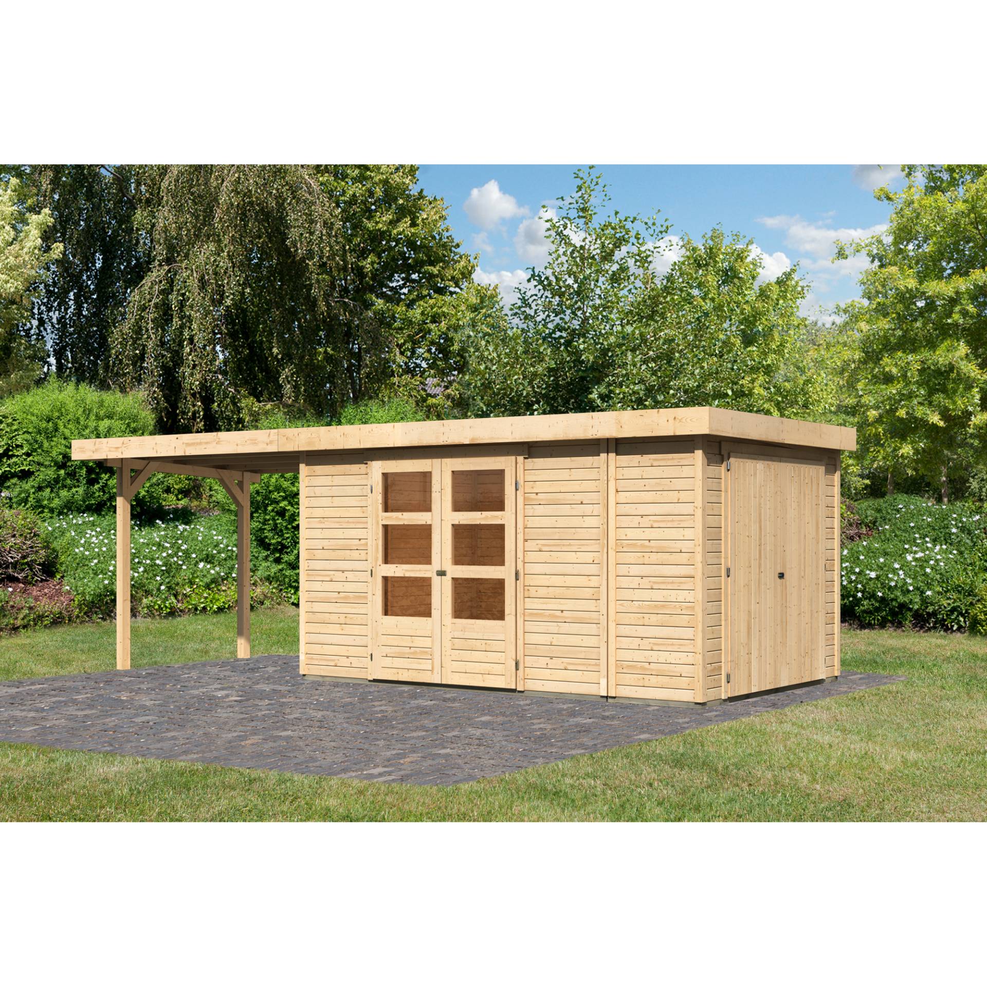 Karibu Gartenhaus-Set 'Betola 6' naturbelassen mit Anbauschrank und Schleppdach 666,5 x 211 x 262 cm Karibu Gartenhaus-Set 'Betola 6' naturbelassen mit Anbauschrank und Schleppdach 666,5 x 211 x 262 cm von Karibu