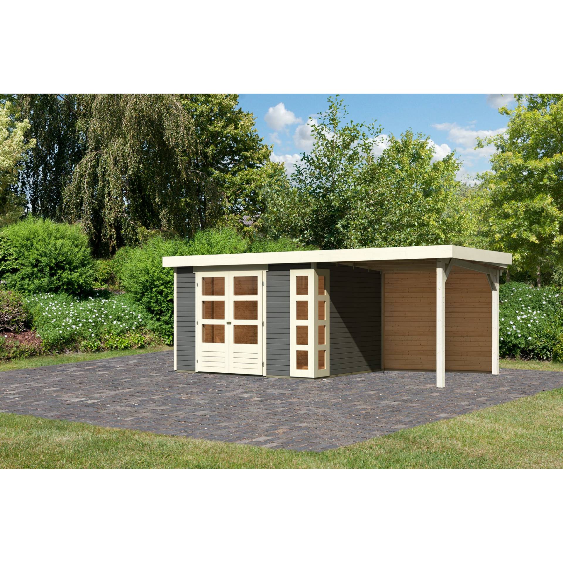 Karibu Gartenhaus-Set 'Terko 5' Fichtenholz terragrau 210 x 522 x 246 cm Karibu Gartenhaus-Set 'Terko 5' Fichtenholz terragrau 210 x 522 x 246 cm von Karibu