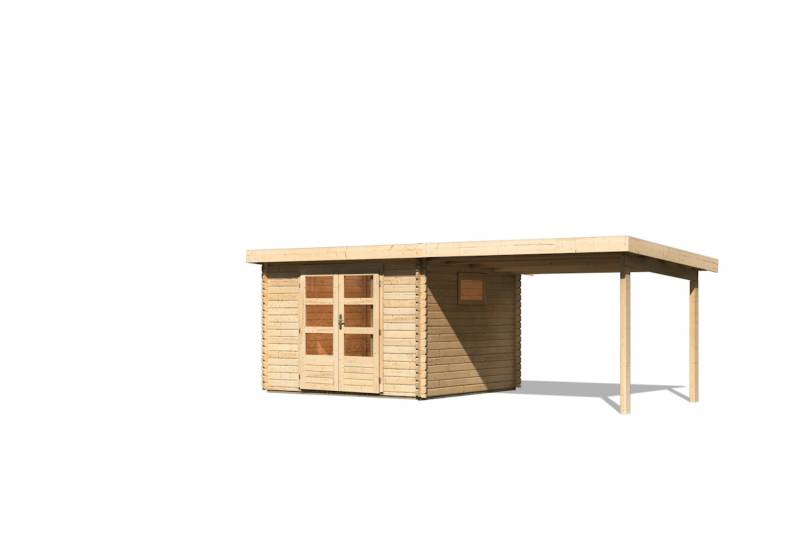 Karibu Gartenhaus Trittau 3 inkl. 3m Schleppdach - 38mm-297 x 297cm- naturbelassen - 50% Rabatt auf Dacheindeckung von Karibu