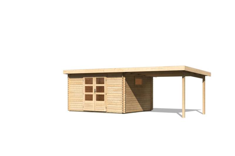 Karibu Gartenhaus Trittau 5 inkl. 300 cm Anbaudach - 38 mm-387 x 297 cm - 50% Rabatt auf Dacheindeckung von Karibu