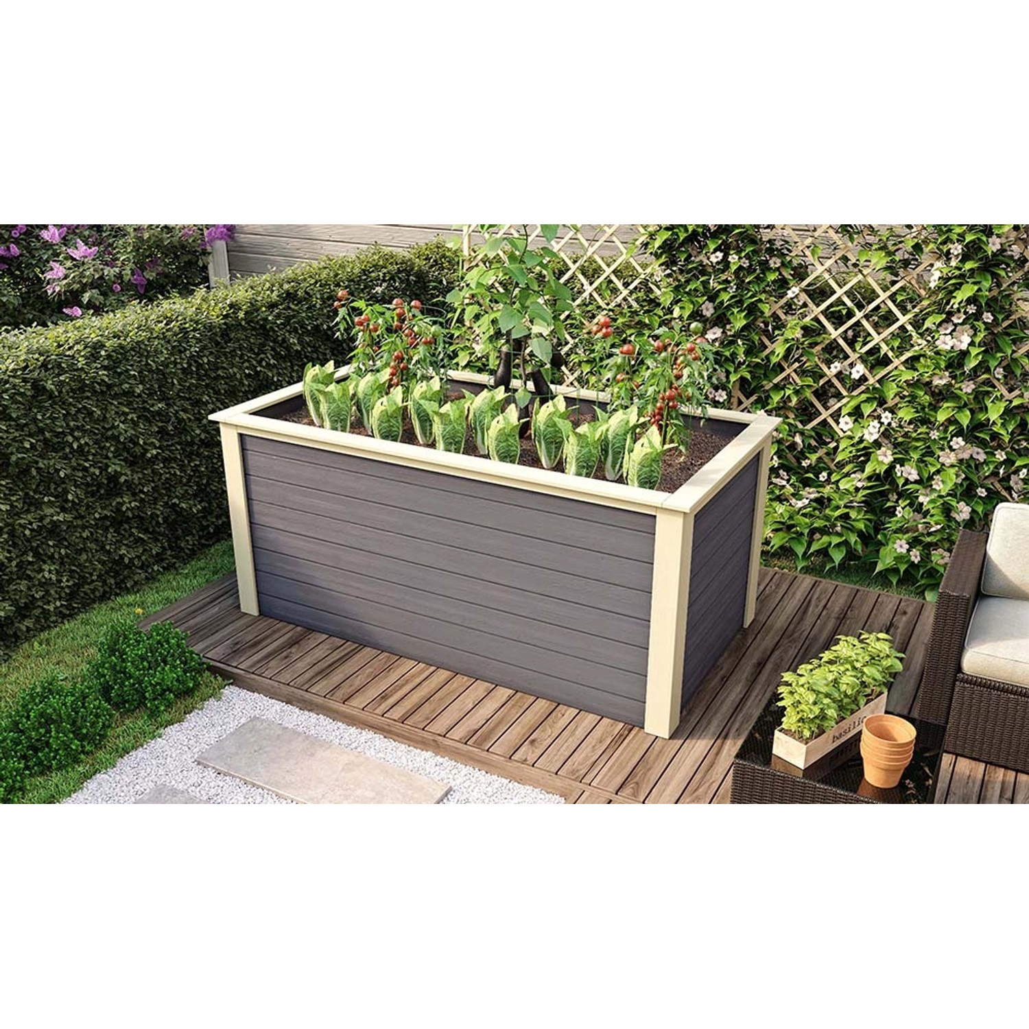 Karibu Hochbeet 244 cm x 94 cm Terragrau von Karibu