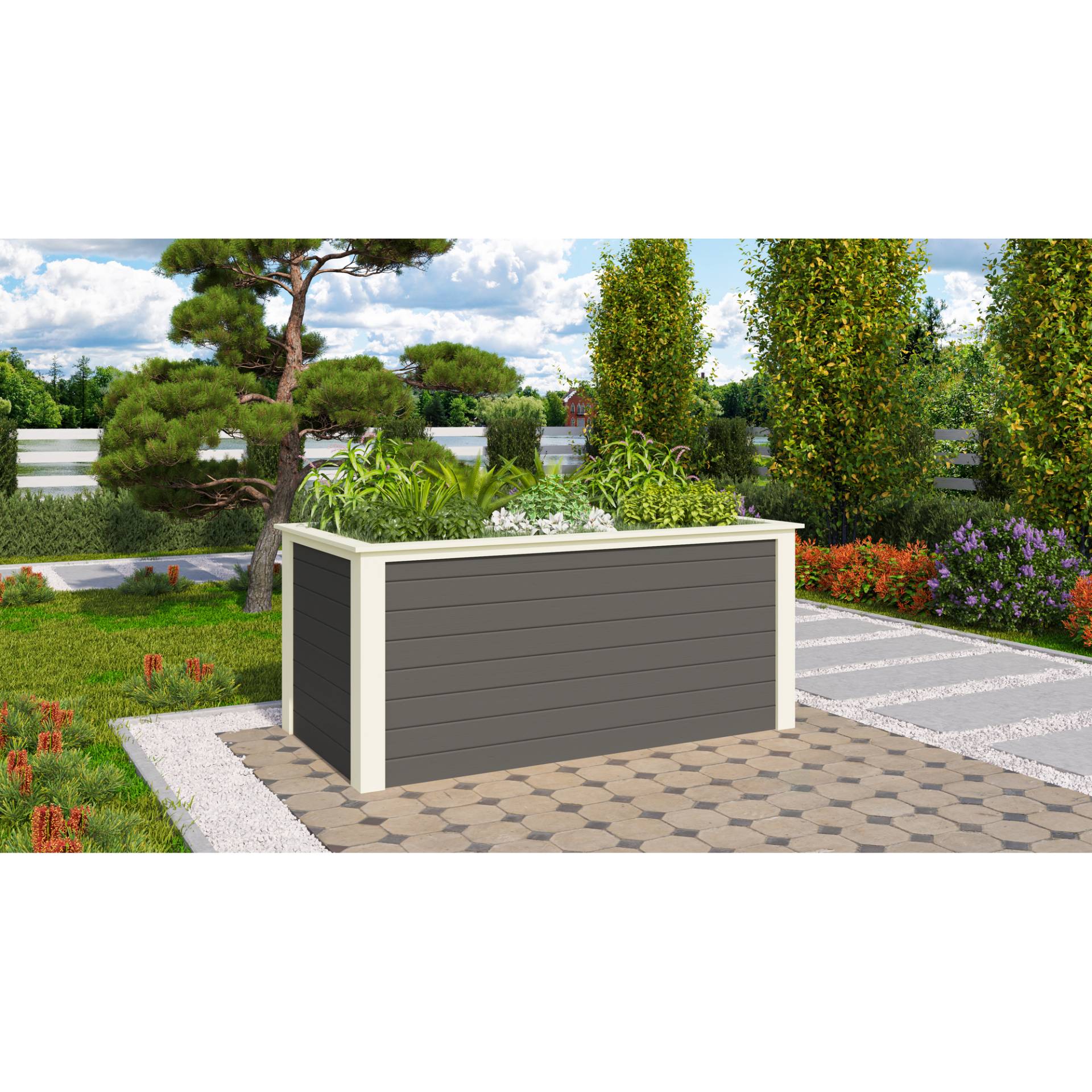 Karibu Hochbeet terragrau 28 mm Fichte 209 x 111 x 92 cm, 1490 l von Karibu