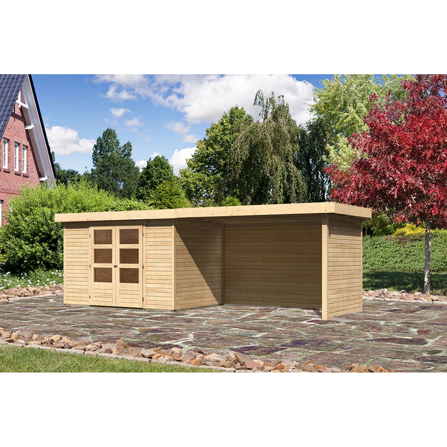 Karibu Holz-Gartenhaus Boras Natur Unbehandelt 298 cm x 213 cm von Karibu