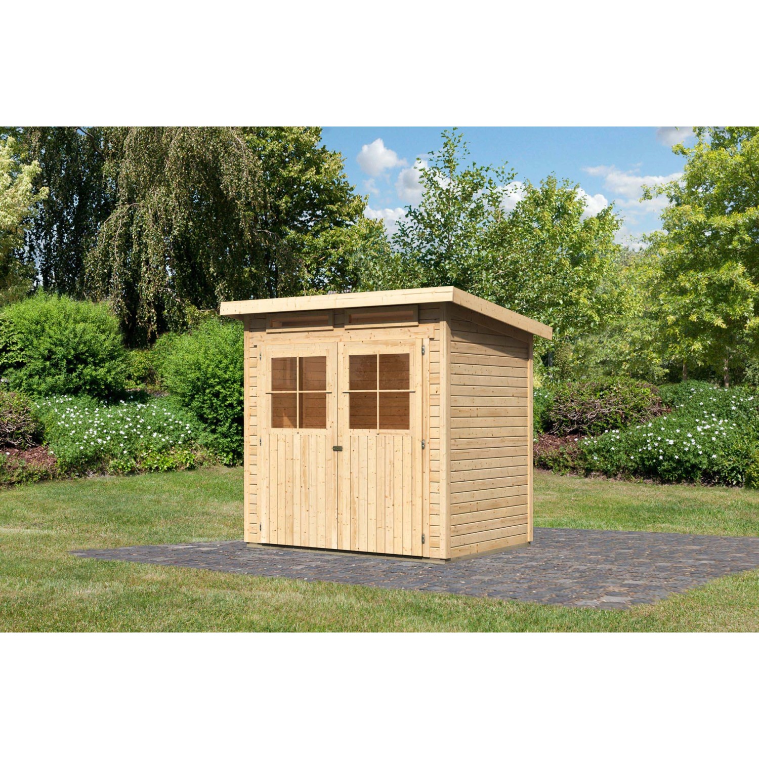 Karibu Holz-Gartenhaus Egersund Natur Pultdach Unbehandelt 199 cm x 152 cm von Karibu