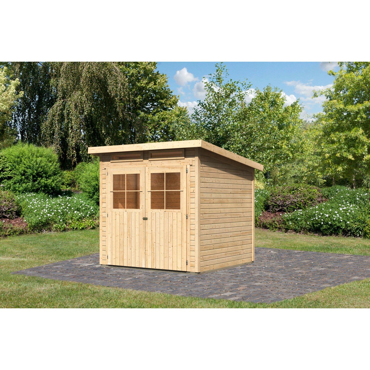 Karibu Holz-Gartenhaus Egersund Natur Pultdach Unbehandelt 209 cm x 213 cm von Karibu