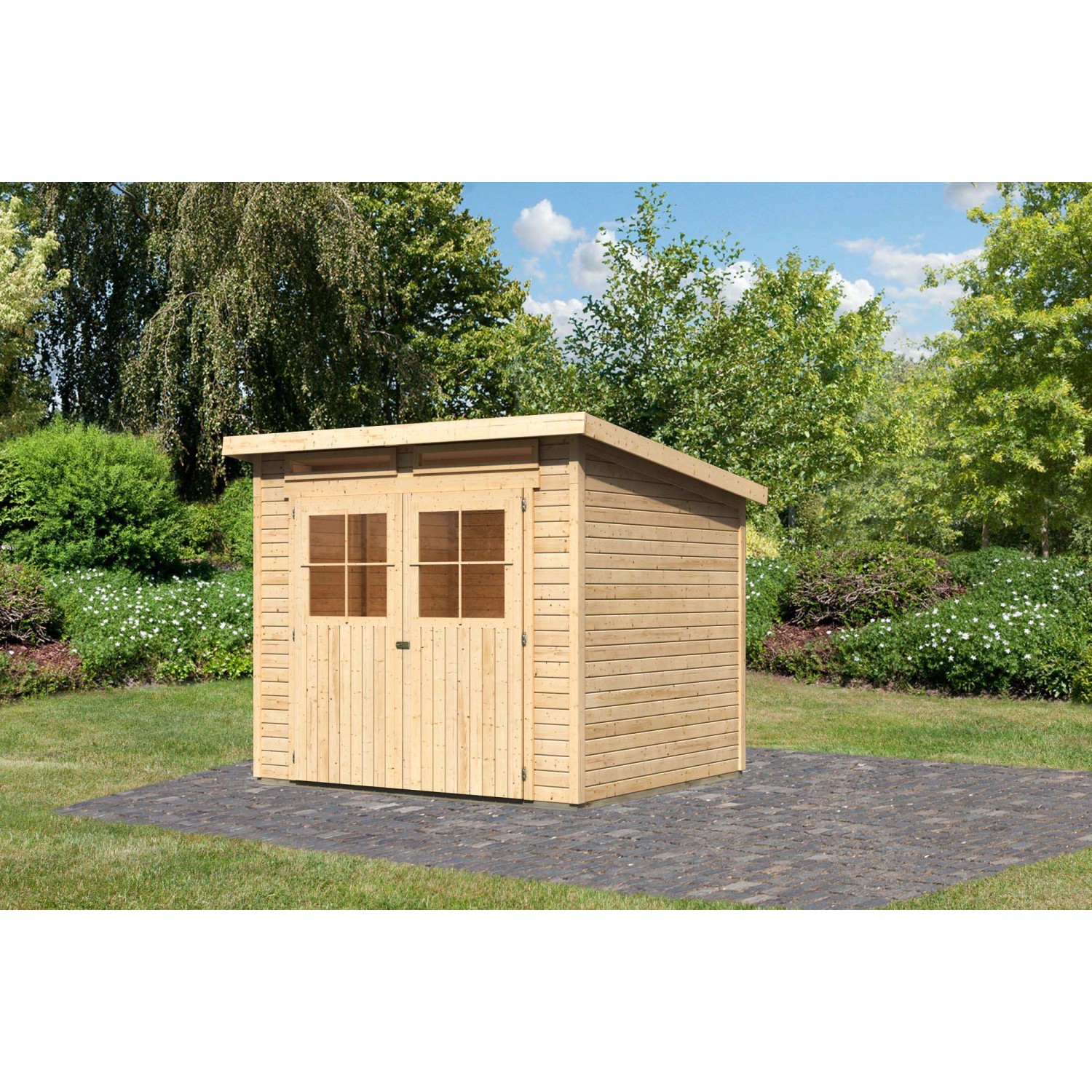 Karibu Holz-Gartenhaus Egersund Natur Pultdach Unbehandelt 238 cm x 213 cm von Karibu