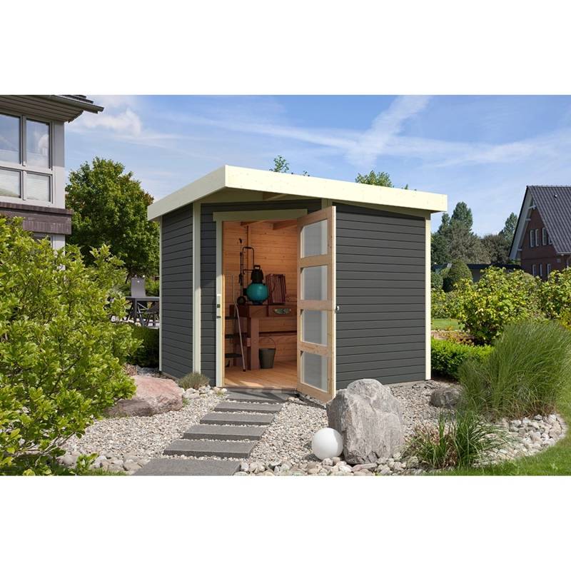 Karibu Holz-Gartenhaus Linköbing Terragrau Pultdach Lackiert 238 cm x 242 cm Karibu Holz-Gartenhaus Linköbing Terragrau Pultdach Lackiert 238 cm x 242 cm von Karibu