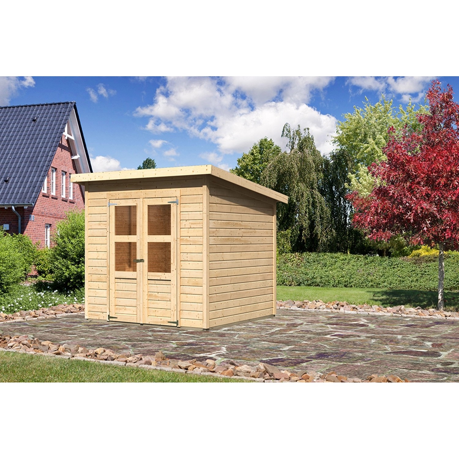 Karibu Holz-Gartenhaus Vellinge Natur Unbehandelt 208 cm x 210 cm von Karibu