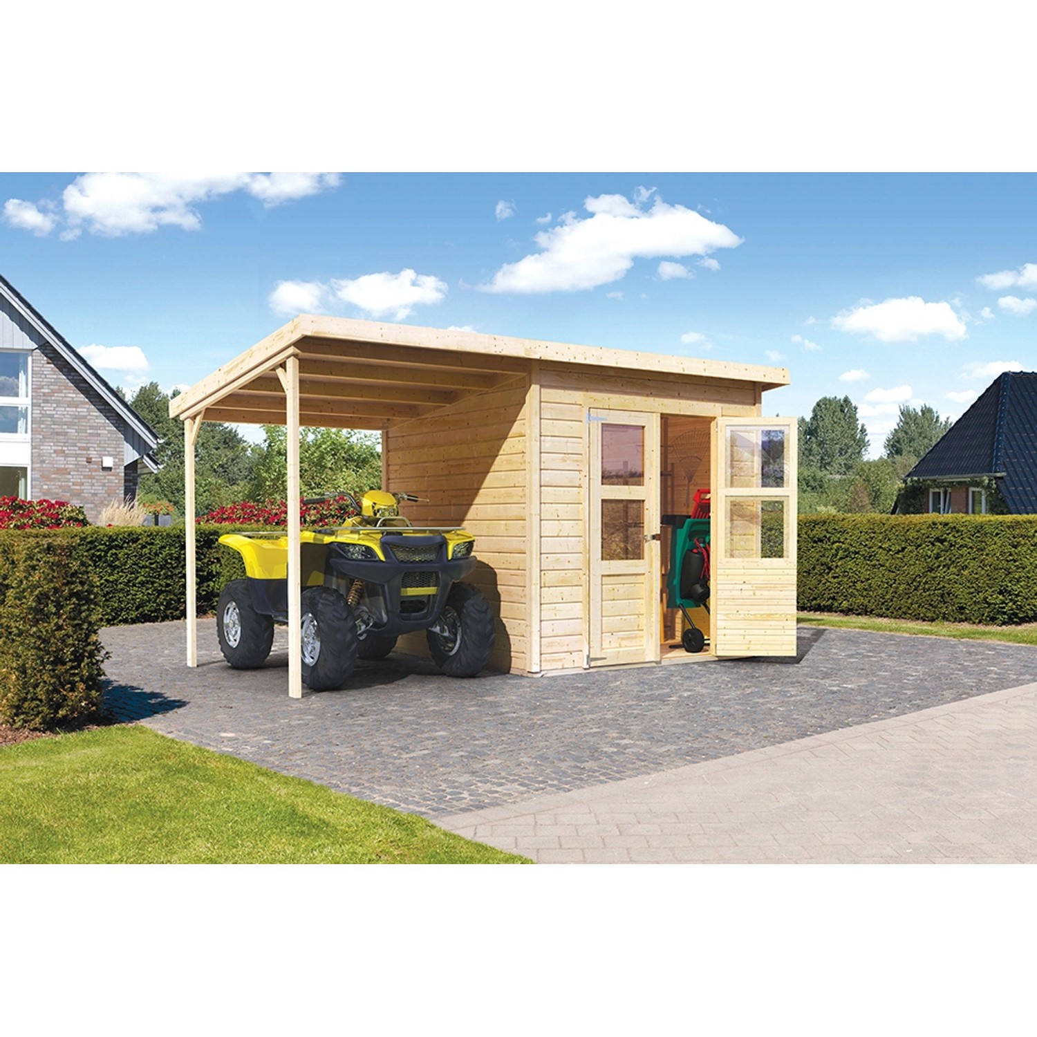 Karibu Holz-Gartenhaus Vellinge Natur Unbehandelt 208 cm x 210 cm von Karibu