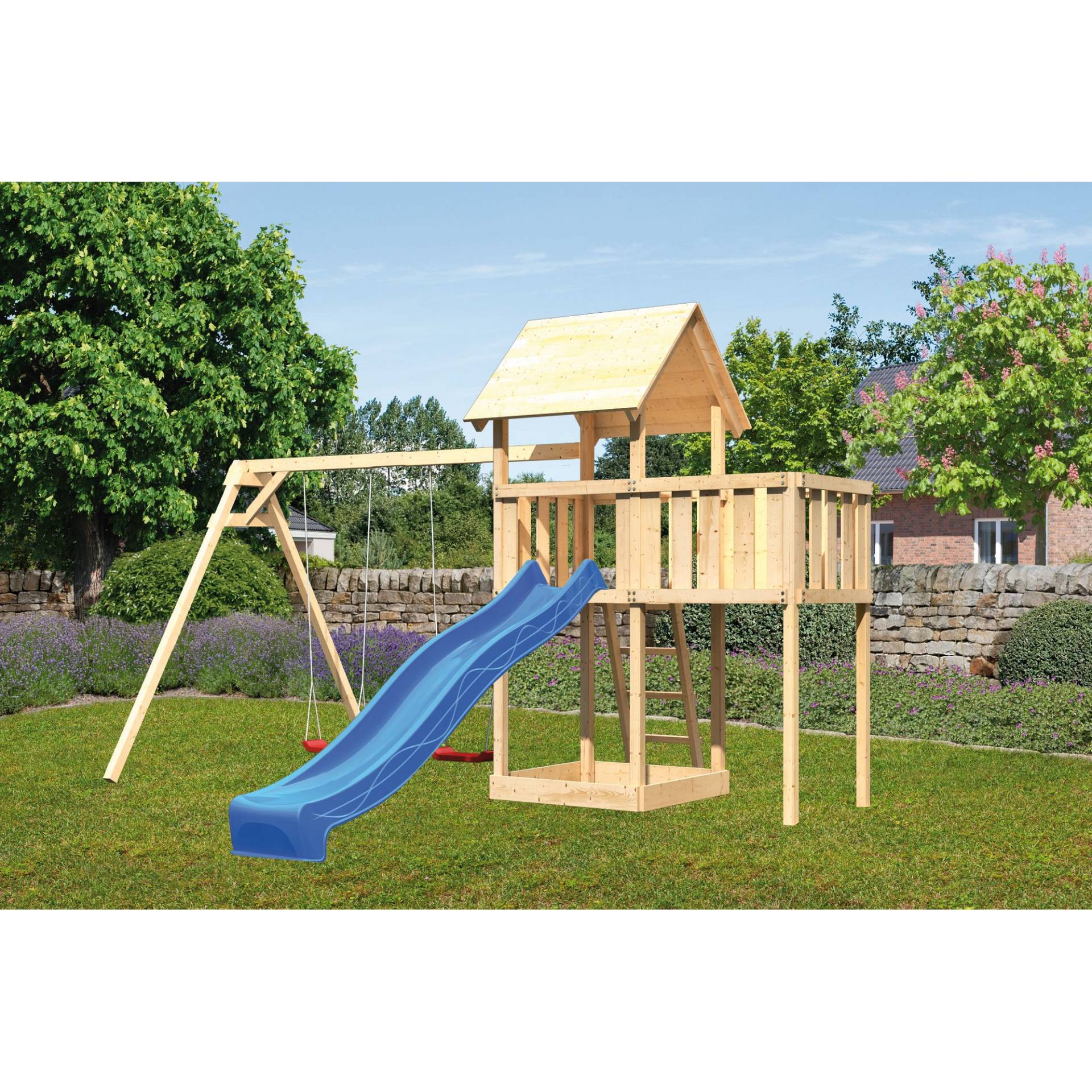 Karibu Kinderspielturm 'Lotti' naturbelassene nordische Fichte 107 x 291 x 107 cm von Karibu