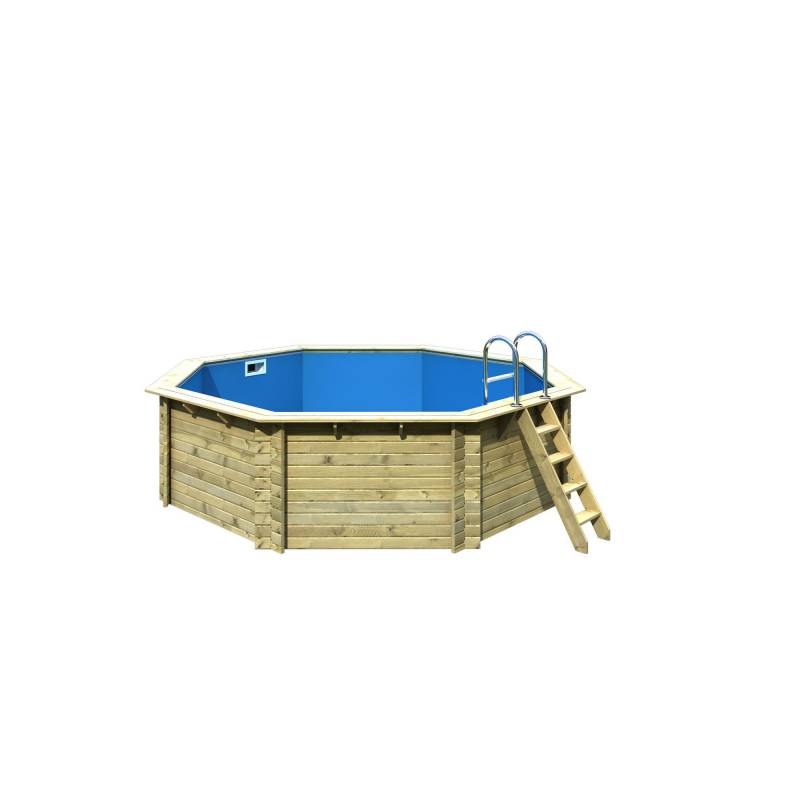 Karibu Massivholzpool-Set 'Modell 2 A' 470 x 470 x 124 cm mit Edelstahlleiter und Holzleiter von Karibu