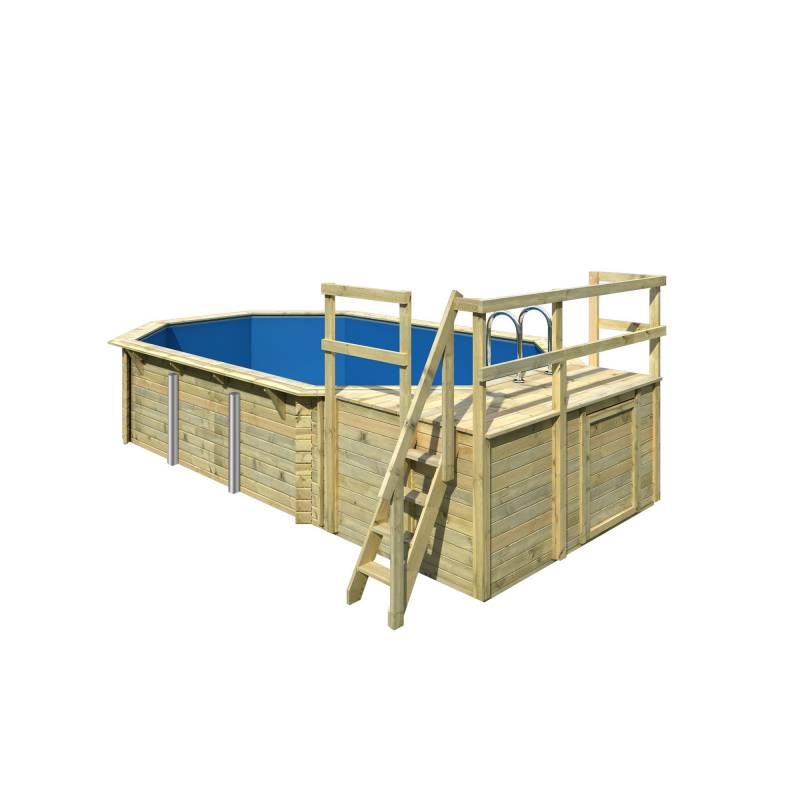 Karibu Massivholzpool-Set 'Modell 4 C' 690 x 400 x 124 cm mit Sonnendeck und Tiefbeckenleiter von Karibu