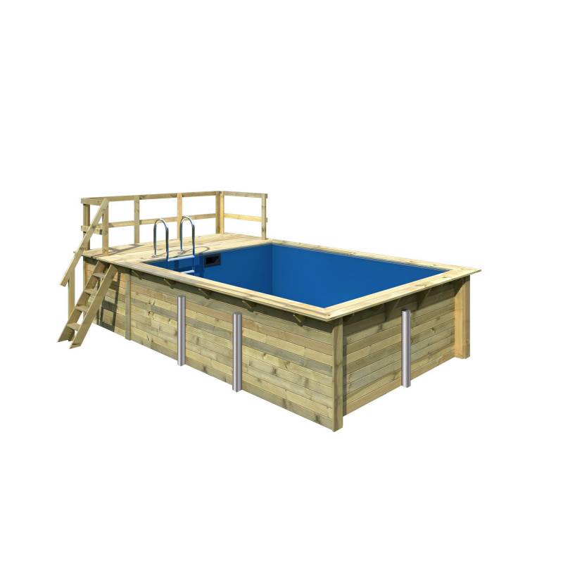 Karibu Massivholzpool-Set 'Modell Rechteck pool-Set 2 A' 387 x 300 x 124 cm mit Sonnendeck und Einhängeleiter von Karibu
