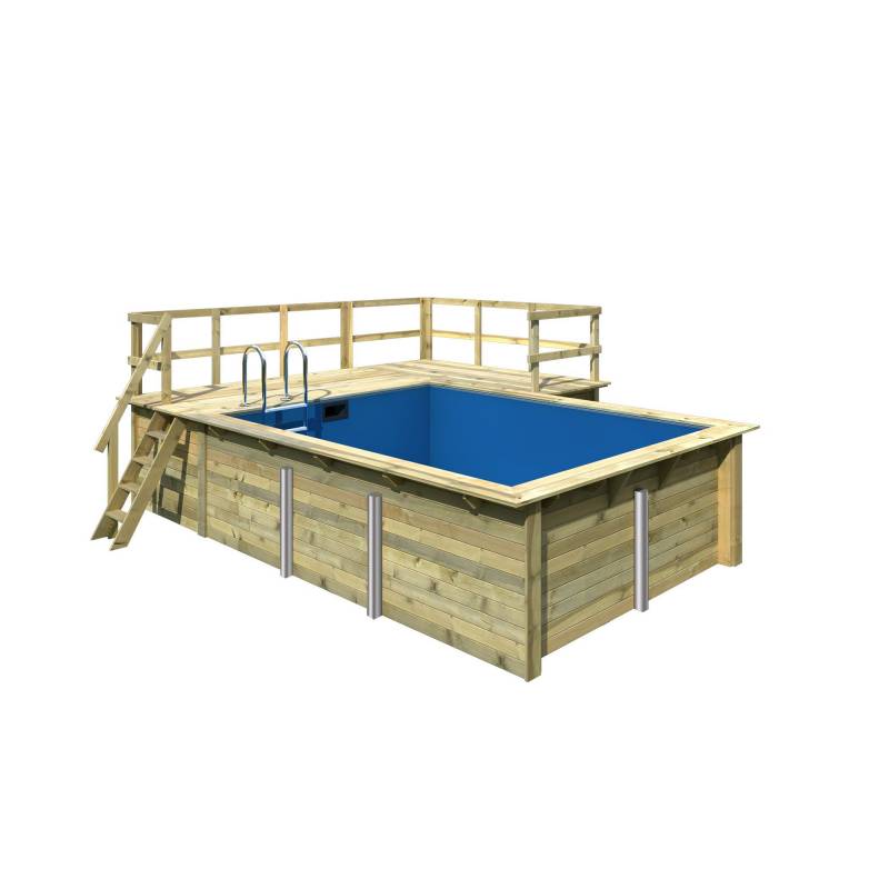 Karibu Massivholzpool-Set 'Modell Rechteck pool-Set 2 B' 387 x 300 x 124 cm mit Sonnendeck und Einhängeleiter von Karibu