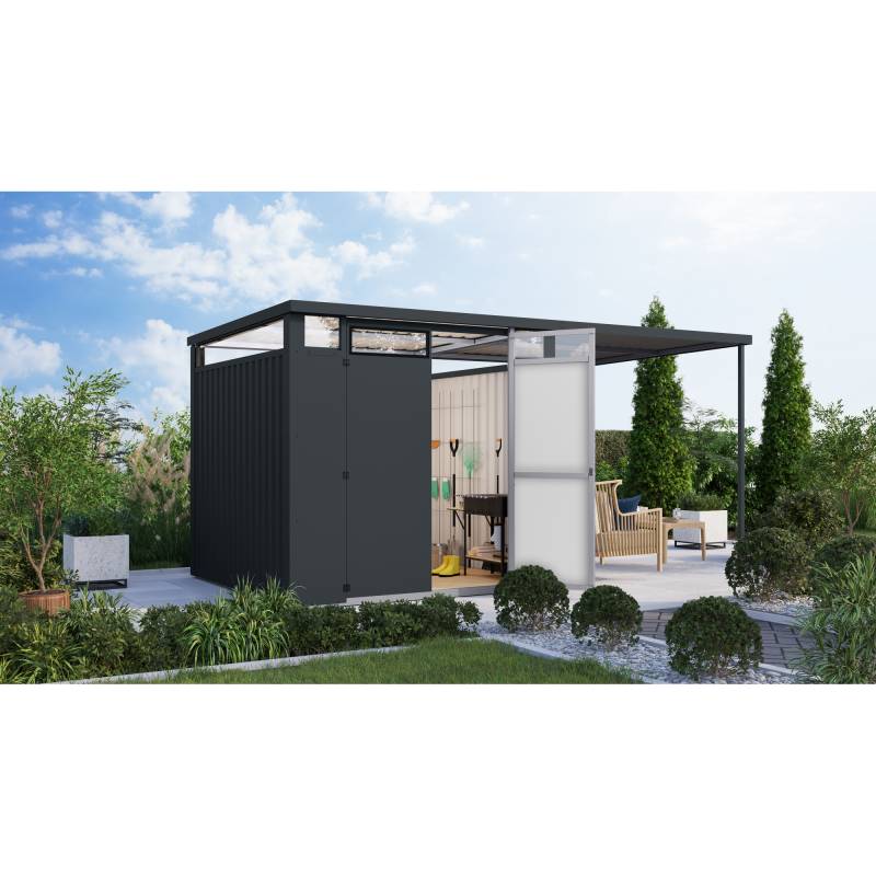Karibu Metallgerätehaus-Set 'Polaris 2' anthrazit 448 x 218 x 229,5 cm von Karibu